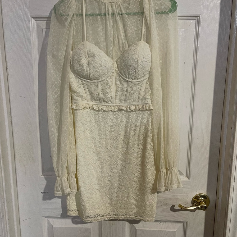 Privy Cream Lace Chemise with Delicate Ruffles